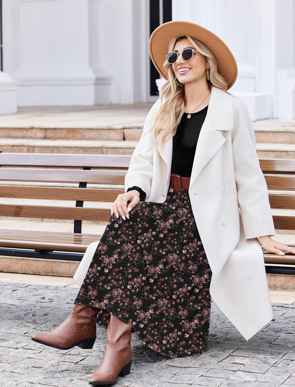 imageZeagoo Long Sleeve Dresses for Women 2026 Fall Winter Casual Flowy ALine Boho Midi Party Long Dress with PocketsPat4