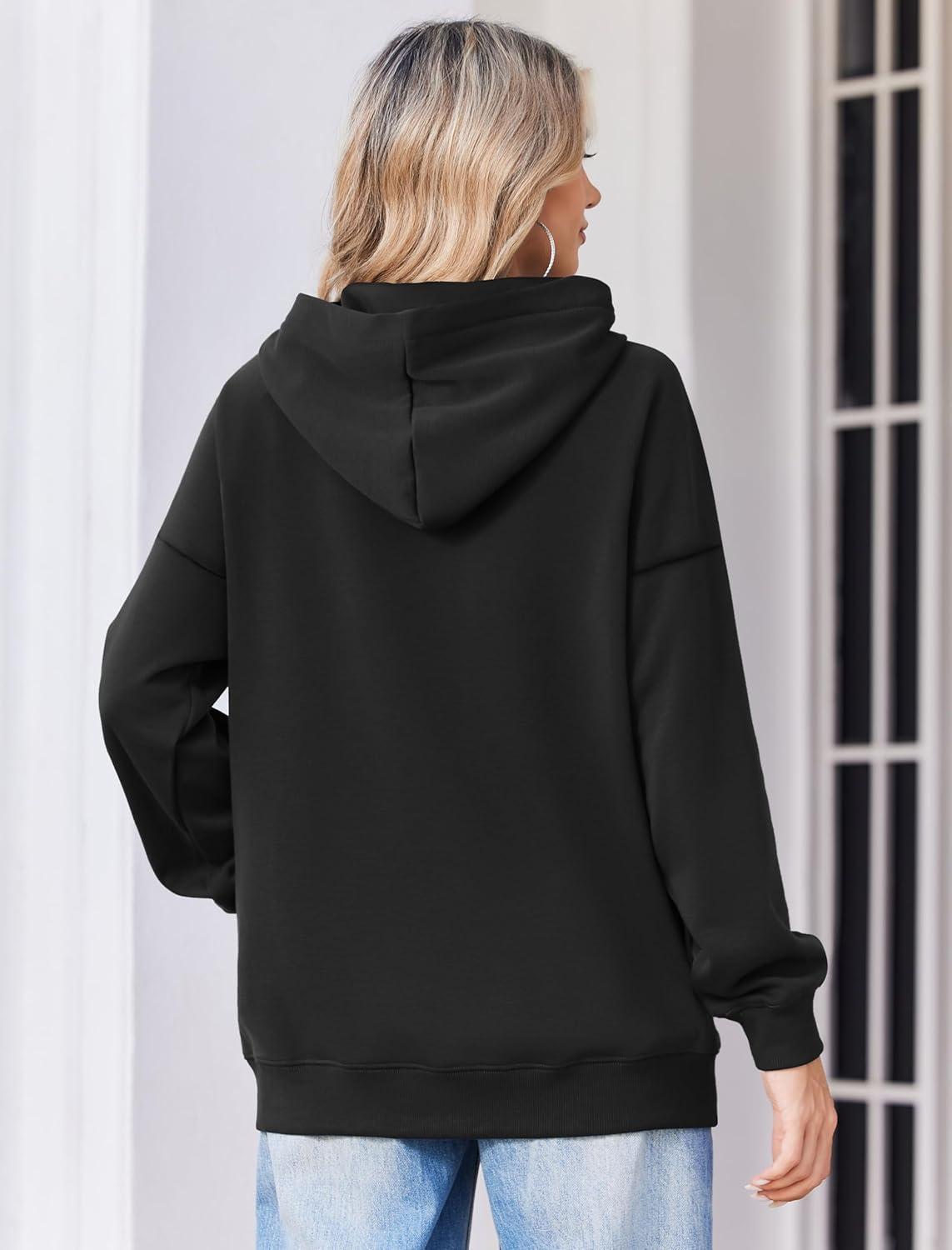 imageZeagoo Womens Oversized Hoodies 2025 Fleece Sweatshirts Long Sleeve Pullover with Pocket Fall Winter Outfits Clothes01black