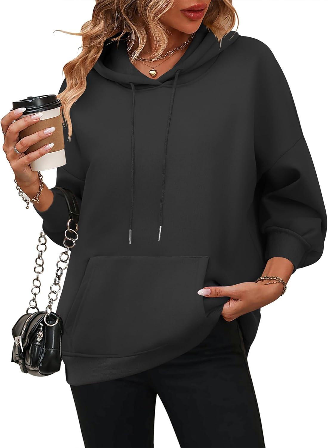 imageZeagoo Womens Oversized Hoodies 2025 Fleece Sweatshirts Long Sleeve Pullover with Pocket Fall Winter Outfits Clothes01black
