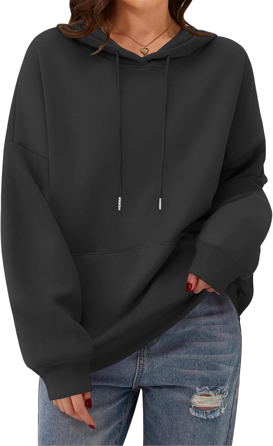 imageZeagoo Womens Oversized Hoodies 2025 Fleece Sweatshirts Long Sleeve Pullover with Pocket Fall Winter Outfits Clothes01black