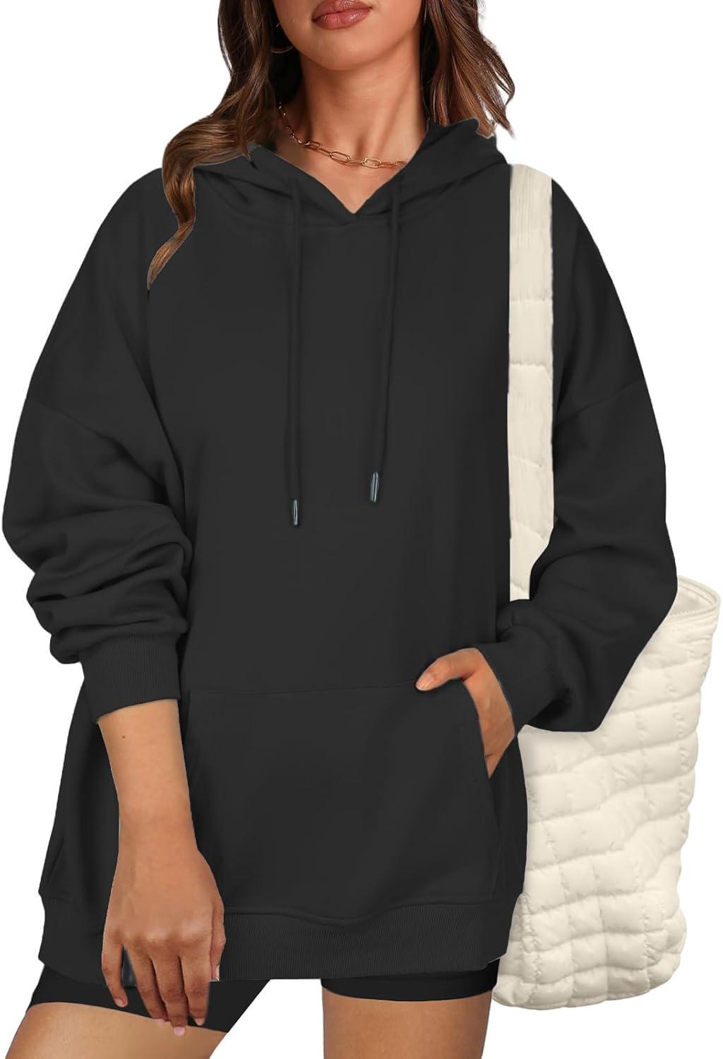 imageZeagoo Womens Oversized Hoodies 2025 Fleece Sweatshirts Long Sleeve Pullover with Pocket Fall Winter Outfits Clothes01black