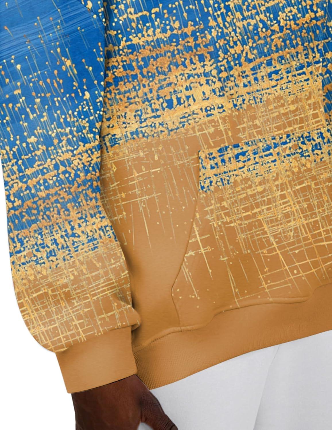 imageZeagoo Womens Oversized Hoodies 2025 Fleece Sweatshirts Long Sleeve Pullover with Pocket Fall Winter Outfits ClothesGold Foil Gradient