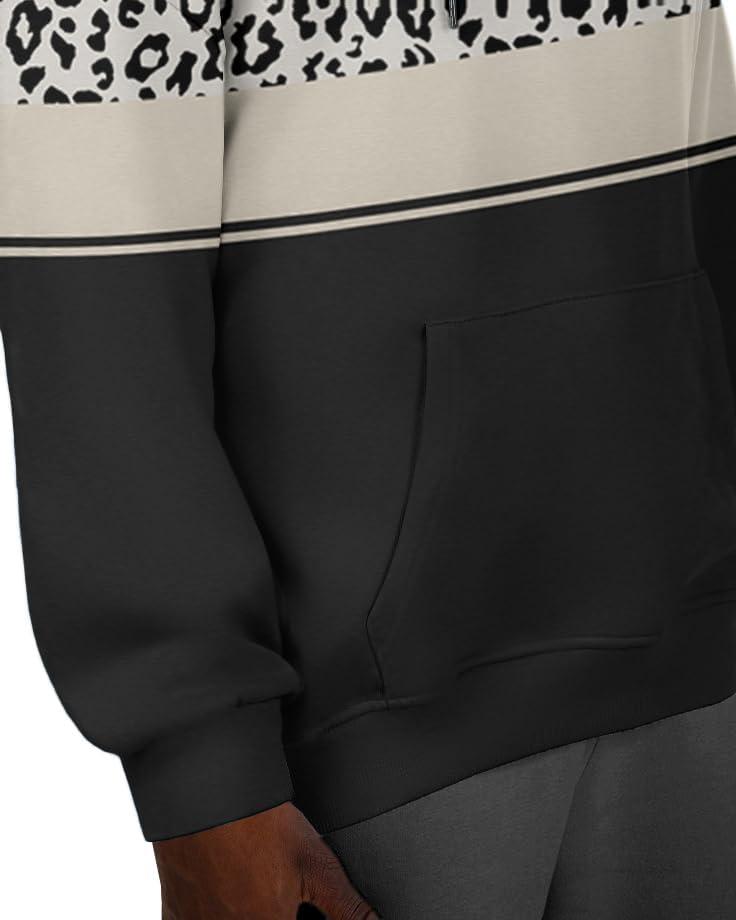imageZeagoo Womens Oversized Hoodies 2025 Fleece Sweatshirts Long Sleeve Pullover with Pocket Fall Winter Outfits ClothesLeopard Print