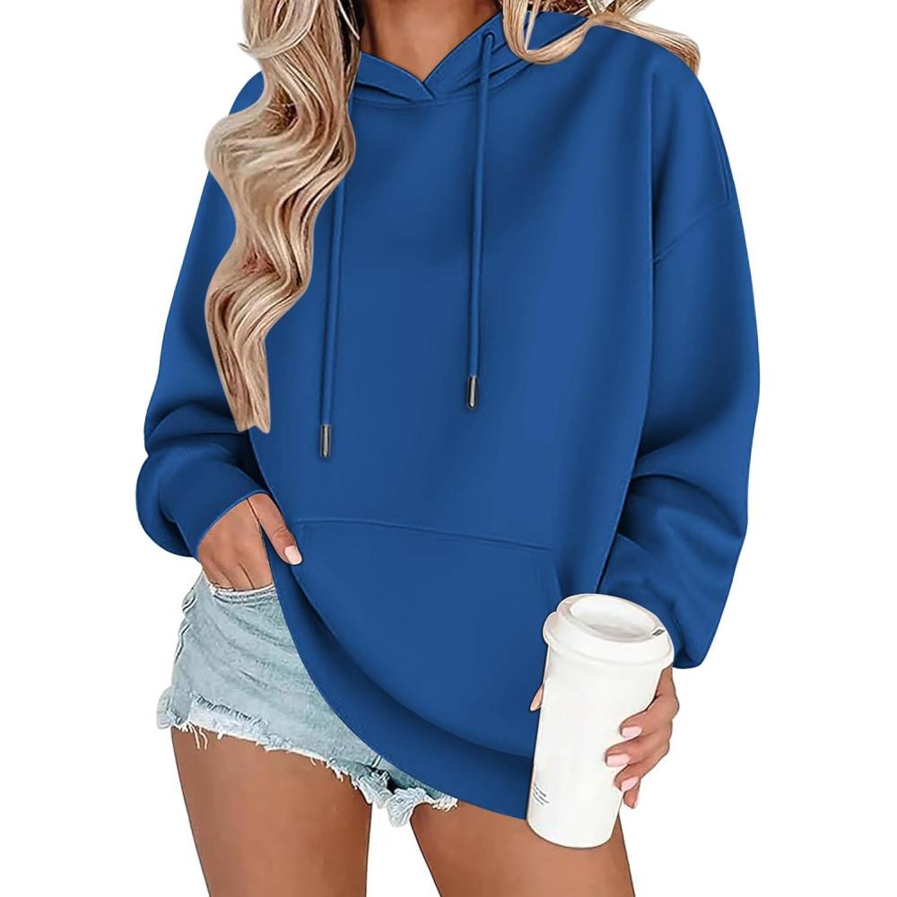 imageZeagoo Womens Oversized Hoodies 2025 Fleece Sweatshirts Long Sleeve Pullover with Pocket Fall Winter Outfits ClothesDeep Blue