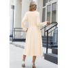 Zeagoo Long Sleeve Dresses for Women 2026 Fall Winter Casual Flowy A-Line Boho Midi Party Long Dress with Pockets(Beige)