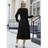 Zeagoo Long Sleeve Dresses for Women 2026 Fall Winter Casual Flowy A-Line Boho Midi Party Long Dress with Pockets(Black)
