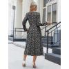 Zeagoo Long Sleeve Dresses for Women 2026 Fall Winter Casual Flowy A-Line Boho Midi Party Long Dress with Pockets(Blue Black Small Floral)