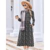 Zeagoo Long Sleeve Dresses for Women 2026 Fall Winter Casual Flowy A-Line Boho Midi Party Long Dress with Pockets(Blue Black Small Floral)
