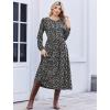 Zeagoo Long Sleeve Dresses for Women 2026 Fall Winter Casual Flowy A-Line Boho Midi Party Long Dress with Pockets(Blue Black Small Floral)