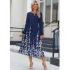 Zeagoo Long Sleeve Dresses for Women 2026 Fall Winter Casual Flowy A-Line Boho Midi Party Long Dress with Pockets(Blue Floral)