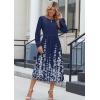 Zeagoo Long Sleeve Dresses for Women 2026 Fall Winter Casual Flowy A-Line Boho Midi Party Long Dress with Pockets(Blue Floral)