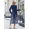 Zeagoo Long Sleeve Dresses for Women 2026 Fall Winter Casual Flowy A-Line Boho Midi Party Long Dress with Pockets(Blue Floral)