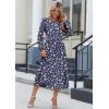 Zeagoo Long Sleeve Dresses for Women 2026 Fall Winter Casual Flowy A-Line Boho Midi Party Long Dress with Pockets(Blue Sprigs)