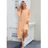 Zeagoo Long Sleeve Dresses for Women 2026 Fall Winter Casual Flowy A-Line Boho Midi Party Long Dress with Pockets(Camel)