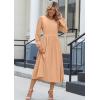Zeagoo Long Sleeve Dresses for Women 2026 Fall Winter Casual Flowy A-Line Boho Midi Party Long Dress with Pockets(Camel)