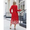 Zeagoo Long Sleeve Dresses for Women 2026 Fall Winter Casual Flowy A-Line Boho Midi Party Long Dress with Pockets(Christmas Snow)