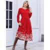 Zeagoo Long Sleeve Dresses for Women 2026 Fall Winter Casual Flowy A-Line Boho Midi Party Long Dress with Pockets(Christmas Snow)