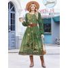 Zeagoo Long Sleeve Dresses for Women 2026 Fall Winter Casual Flowy A-Line Boho Midi Party Long Dress with Pockets(Green Print)