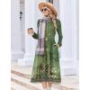 Zeagoo Long Sleeve Dresses for Women 2026 Fall Winter Casual Flowy A-Line Boho Midi Party Long Dress with Pockets(Green Print)