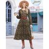 Zeagoo Long Sleeve Dresses for Women 2026 Fall Winter Casual Flowy A-Line Boho Midi Party Long Dress with Pockets(Leopard Print)
