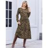 Zeagoo Long Sleeve Dresses for Women 2026 Fall Winter Casual Flowy A-Line Boho Midi Party Long Dress with Pockets(Leopard Print)