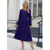 Zeagoo Long Sleeve Dresses for Women 2026 Fall Winter Casual Flowy A-Line Boho Midi Party Long Dress with Pockets(Navy 2)
