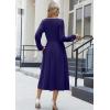 Zeagoo Long Sleeve Dresses for Women 2026 Fall Winter Casual Flowy A-Line Boho Midi Party Long Dress with Pockets(Navy 2)