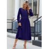Zeagoo Long Sleeve Dresses for Women 2026 Fall Winter Casual Flowy A-Line Boho Midi Party Long Dress with Pockets(Navy 2)
