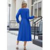 Zeagoo Long Sleeve Dresses for Women 2026 Fall Winter Casual Flowy A-Line Boho Midi Party Long Dress with Pockets(Navy)