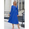 Zeagoo Long Sleeve Dresses for Women 2026 Fall Winter Casual Flowy A-Line Boho Midi Party Long Dress with Pockets(Navy)