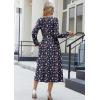 Zeagoo Long Sleeve Dresses for Women 2026 Fall Winter Casual Flowy A-Line Boho Midi Party Long Dress with Pockets(Navy Floral)