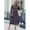 Zeagoo Long Sleeve Dresses for Women 2026 Fall Winter Casual Flowy A-Line Boho Midi Party Long Dress with Pockets(Navy Floral)