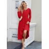 Zeagoo Long Sleeve Dresses for Women 2026 Fall Winter Casual Flowy A-Line Boho Midi Party Long Dress with Pockets(Red)