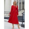 Zeagoo Long Sleeve Dresses for Women 2026 Fall Winter Casual Flowy A-Line Boho Midi Party Long Dress with Pockets(Red)
