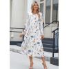 Zeagoo Long Sleeve Dresses for Women 2026 Fall Winter Casual Flowy A-Line Boho Midi Party Long Dress with Pockets(White Floral)