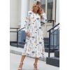 Zeagoo Long Sleeve Dresses for Women 2026 Fall Winter Casual Flowy A-Line Boho Midi Party Long Dress with Pockets(White Floral)
