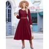 Zeagoo Long Sleeve Dresses for Women 2026 Fall Winter Casual Flowy A-Line Boho Midi Party Long Dress with Pockets(Wine Red)