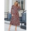 Zeagoo Long Sleeve Dresses for Women 2026 Fall Winter Casual Flowy A-Line Boho Midi Party Long Dress with Pockets(Wine Red Pattern)