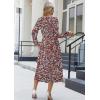 Zeagoo Long Sleeve Dresses for Women 2026 Fall Winter Casual Flowy A-Line Boho Midi Party Long Dress with Pockets(Wine Red Pattern)
