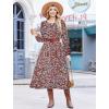 Zeagoo Long Sleeve Dresses for Women 2026 Fall Winter Casual Flowy A-Line Boho Midi Party Long Dress with Pockets(Wine Red Pattern)