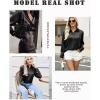 Zeagoo Satin Blouses for Women Silk Button Down Shirts Long Sleeve Business Casual Tops(Black)
