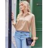 Zeagoo Satin Blouses for Women Silk Button Down Shirts Long Sleeve Business Casual Tops(Champagne)