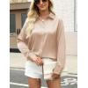 Zeagoo Satin Blouses for Women Silk Button Down Shirts Long Sleeve Business Casual Tops(Champagne)