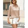 Zeagoo Satin Blouses for Women Silk Button Down Shirts Long Sleeve Business Casual Tops(Champagne)