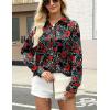 Zeagoo Satin Blouses for Women Silk Button Down Shirts Long Sleeve Business Casual Tops(Crimson Nocturne)
