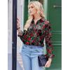 Zeagoo Satin Blouses for Women Silk Button Down Shirts Long Sleeve Business Casual Tops(Crimson Nocturne)