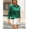 Zeagoo Satin Blouses for Women Silk Button Down Shirts Long Sleeve Business Casual Tops(Evergreen)