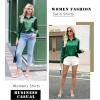 Zeagoo Satin Blouses for Women Silk Button Down Shirts Long Sleeve Business Casual Tops(Evergreen)