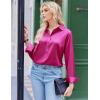 Zeagoo Satin Blouses for Women Silk Button Down Shirts Long Sleeve Business Casual Tops(Hot Pink)