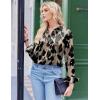 Zeagoo Satin Blouses for Women Silk Button Down Shirts Long Sleeve Business Casual Tops(Leopard)